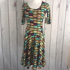 LuLaRoe XXS Cassette patterned Nicole Dress